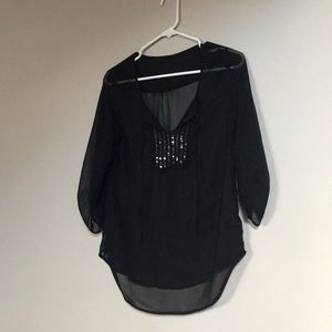 Express Black Sheer 3/4 length sleeve